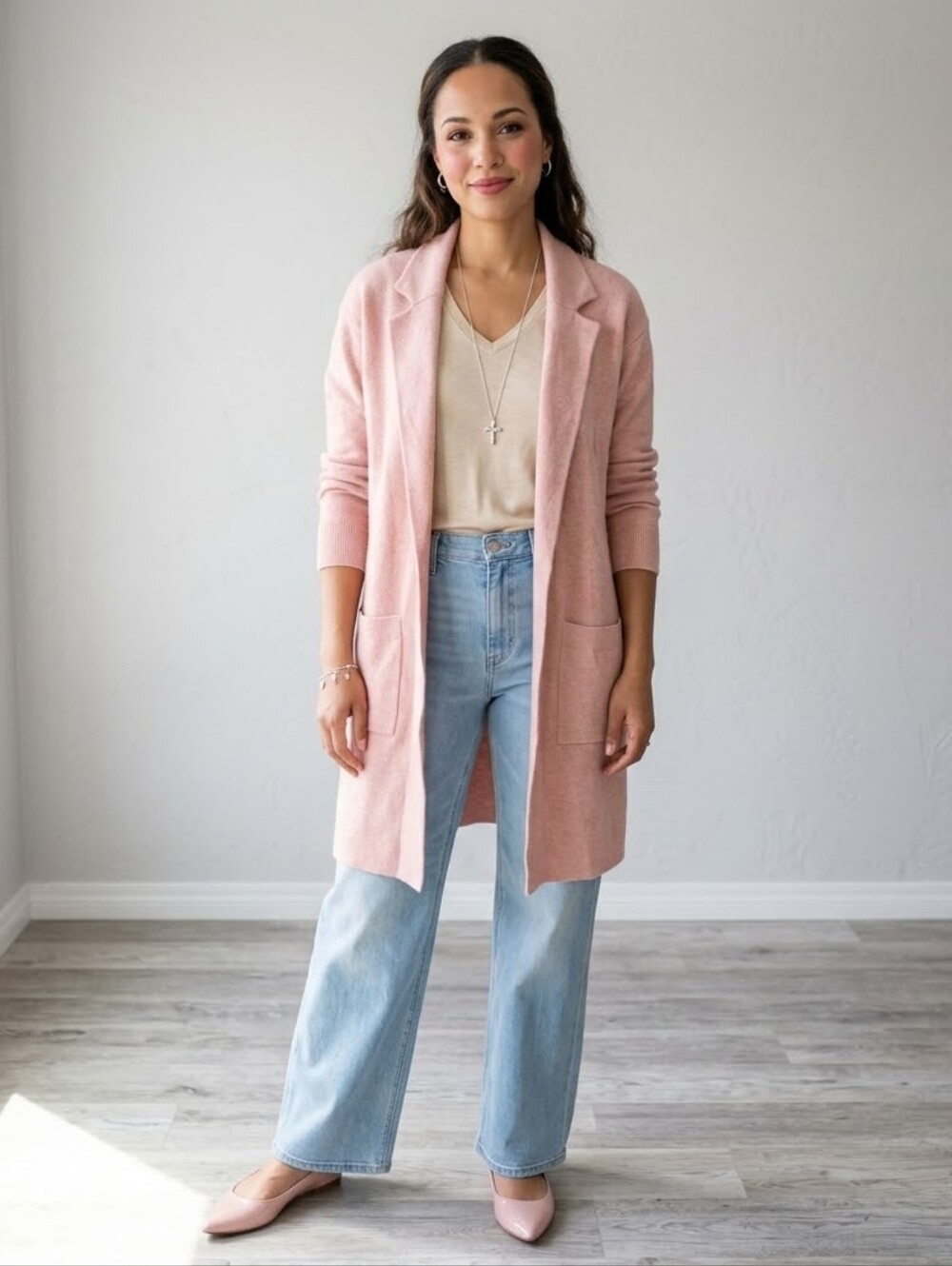 J.Crew Pink Open Front Sweater Blazer Cardigan Merino Wool Blend XXS